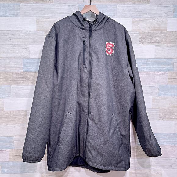 NC State Wolfpack On-Field Parka Jacket Gray Hooded Insulated Mens XLT XL Tall - Picture 1 of 9